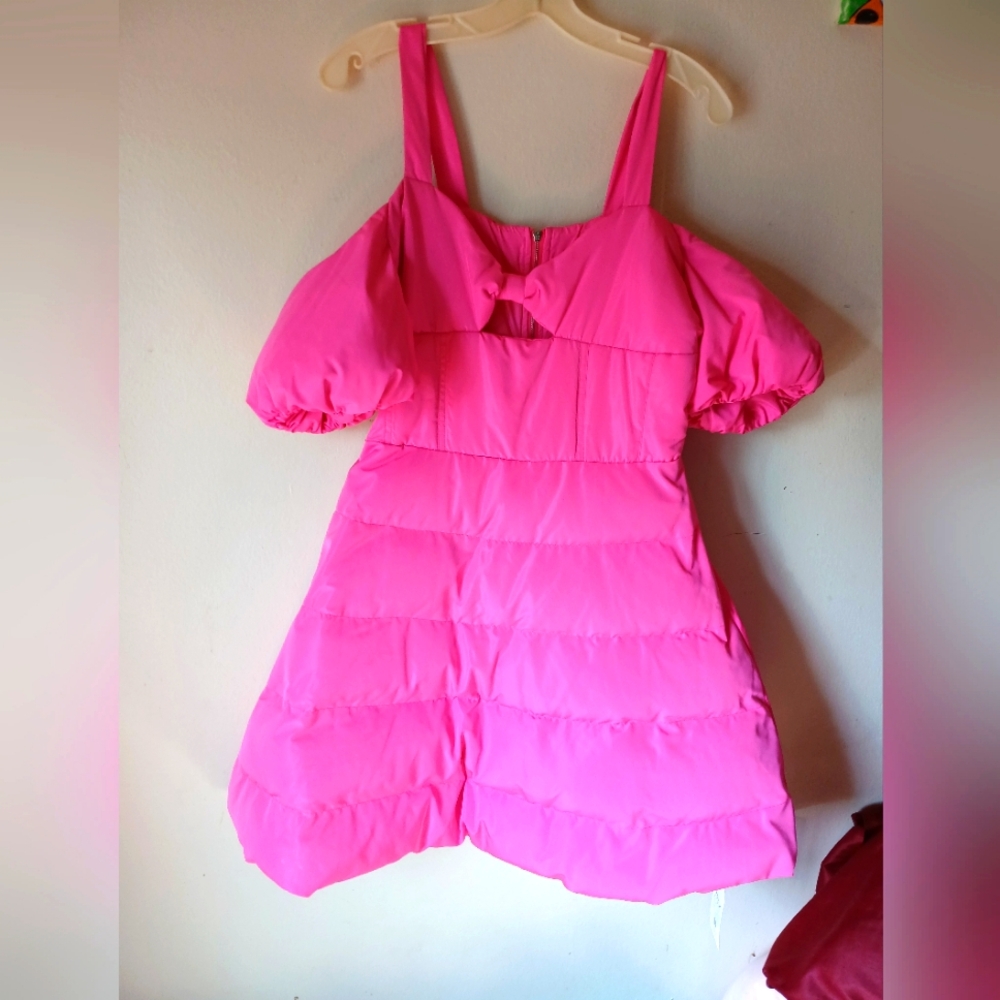 SHEIN Pink Dress with Puff Sleeves Unusual